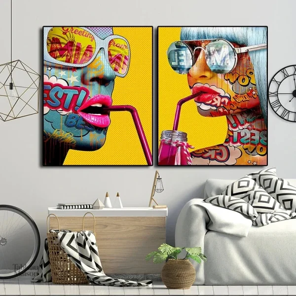 Femme au style pop art avec des couleurs vives