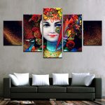 Tableau Visage de Krishna en couleur vibrante
