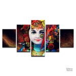 Tableau abstrait mettant en avant Krishna