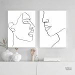Tableau minimaliste représentant un visage stylisé