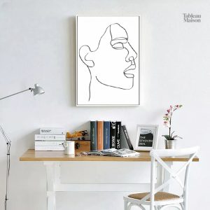 Dessin contemporain de visage en style minimaliste