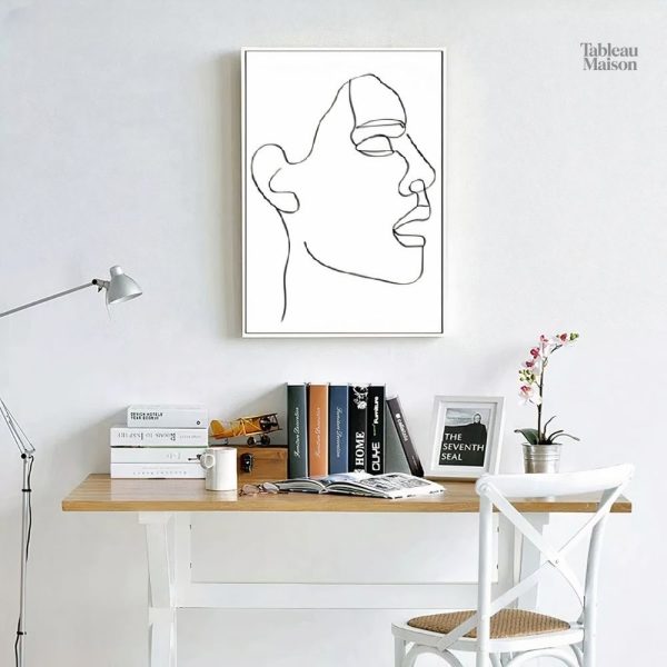 Dessin contemporain de visage en style minimaliste