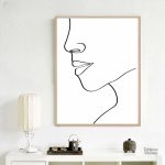Tableau moderne avec visage épuré et lignes simples