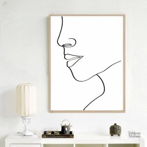 Tableau moderne avec visage épuré et lignes simples