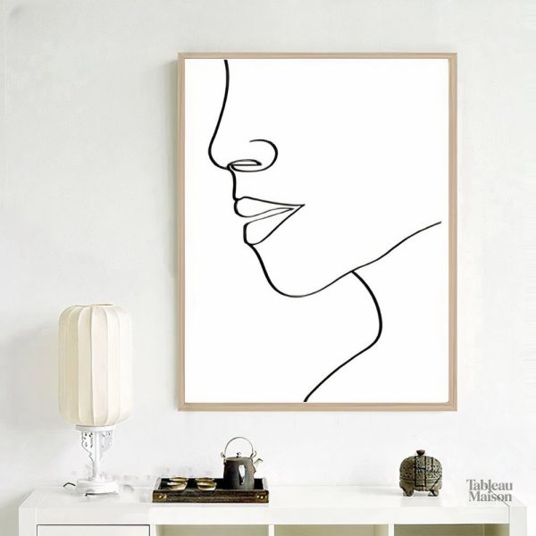 Tableau moderne avec visage épuré et lignes simples