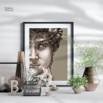 Tableau visage statue David Michel-Ange