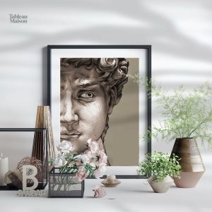 Tableau visage statue David Michel-Ange