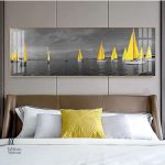 Art mural bateau avec voilier jaune et noir