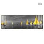 Décoration murale voilier noir et jaune minimaliste