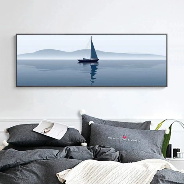 Peinture de bateau sur un lac serein