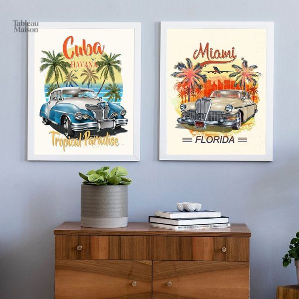 Tableau Voiture Cuba moderne et coloré