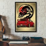 Art japonais avec une voiture emblématique