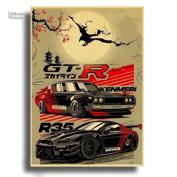 Illustration d'une voiture dans un style japonais