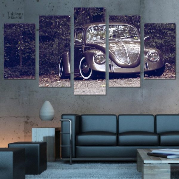 Tableau VW Coccinelle stylisé en décor mural