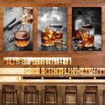 Art mural élégant sur le thème du whisky et cigare