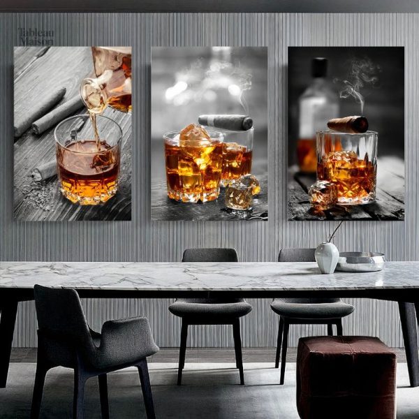 Tableau décoratif pour amateurs de whisky et de cigares