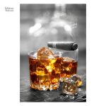 Tableau cuisine représentant un whisky et un cigare