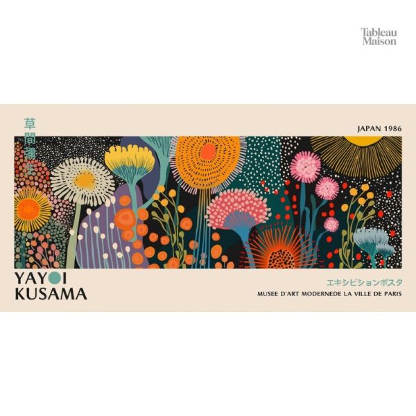 Création artistique japonaise, tableau vibrant de Kusama