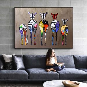 Art mural zèbre sur fond coloré