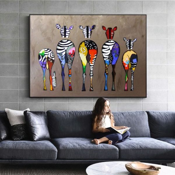 Art mural zèbre sur fond coloré