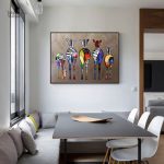 Tableau contemporain zèbre aux motifs artistiques