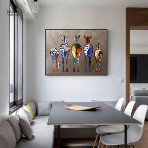 Tableau contemporain zèbre aux motifs artistiques