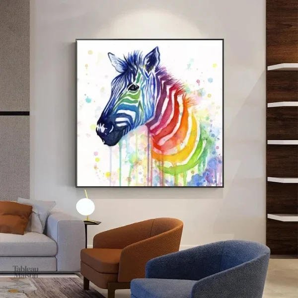 Tableau zèbre coloré avec des motifs vibrants