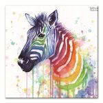 Tableau coloré représentant un zèbre aux couleurs vives