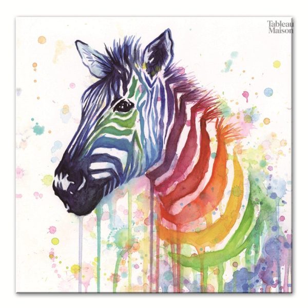 Tableau coloré représentant un zèbre aux couleurs vives