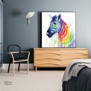 Art mural zèbre coloré pour une décoration moderne