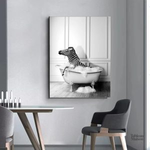 Tableau zèbre dans une baignoire artistique