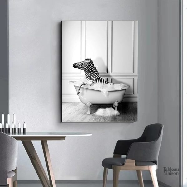 Tableau zèbre dans une baignoire artistique