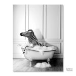 Tableau coloré représentant un zèbre dans une baignoire