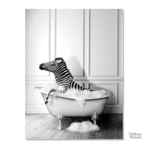 Tableau coloré représentant un zèbre dans une baignoire