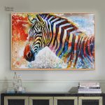 Oeuvre murale colorée avec un zèbre artistique
