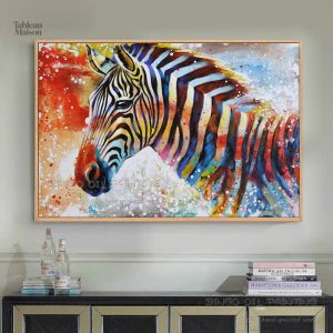 Oeuvre murale colorée avec un zèbre artistique