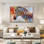 Tableau décoratif zèbre aux teintes vives et variées