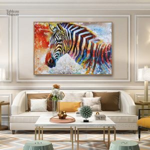 Tableau décoratif zèbre aux teintes vives et variées