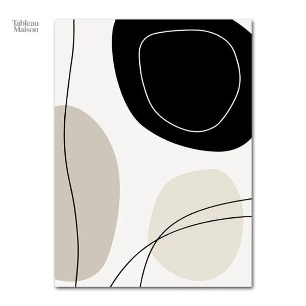 Art abstrait en noir et beige pour décoration contemporaine