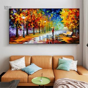 Tableau paysage aquarelle avec montagnes