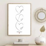 Tableau personnalisé coeurs minimalistes