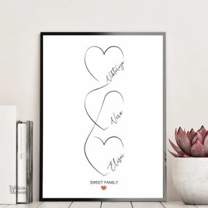 Coeurs minimalistes en tableau sur mesure