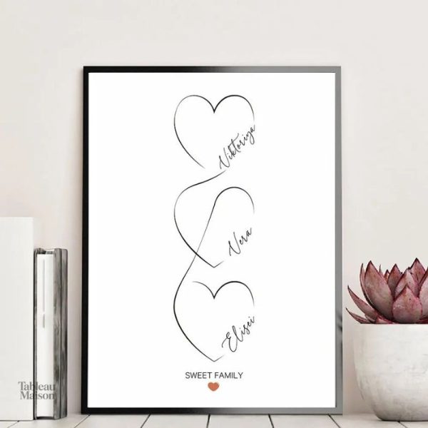 Coeurs minimalistes en tableau sur mesure