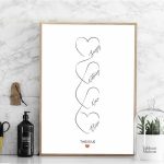 Art mural minimaliste avec coeurs personnalisés