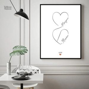 Tableau coeurs uniques, design épuré