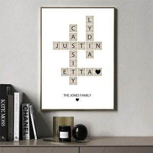 Tableau scrabble avec noms de famille