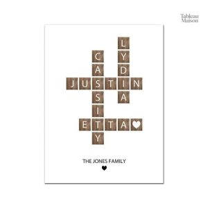 Art mural familial en style scrabble