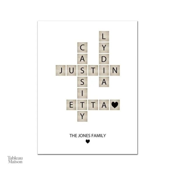 Tableau familial unique en scrabble
