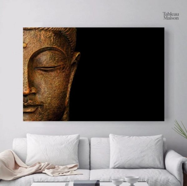 Toile Bouddha sur fond noir