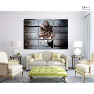 Tableau Bouddha en style bois naturel